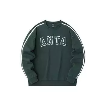 Anta Letter Round Neck Pullover Sweatshirt Unisex sweatshirt Green 952338704-2 M