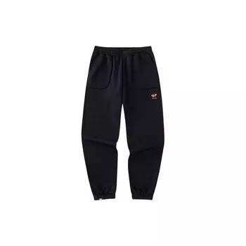 Anta Life Series Dragon Year однотонные трикотажные спортивные брюки средней талии с манжетами женские плавки черного цвета 962348311-3 M