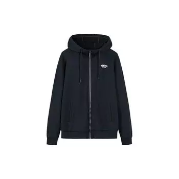 Anta Life Series Fw22 однотонная толстовка с капюшоном на молнии с логотипом унисекс толстовки черные 952238719-4 L
