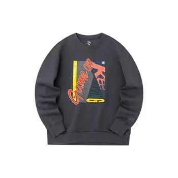 Anta Life Series FW22 Пуловер с принтом, длинный рукав, толстовка унисекс, темно-серый 152238705-4 L