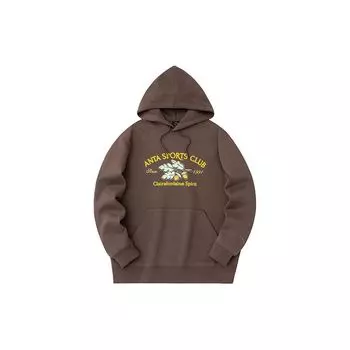 Anta Life Series Letter Hand-Painted Loose Pullover Hoodie Men hoodies Chocolate 152418733-2 M