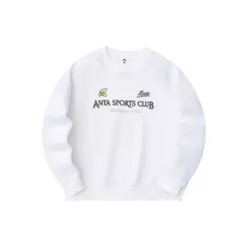 Anta Life Series Letter Круглый вырез свитера Универсальный Повседневный Свободный свитер Женский свитшот Paper-White 162418715-3 XL