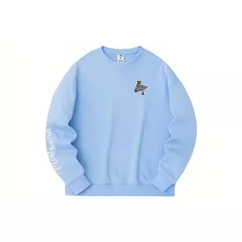 Anta Life Series Letter Logo Print Round Neck Pullover Hoody Women sweatshirt Morning-Blue 162338724-4 XL