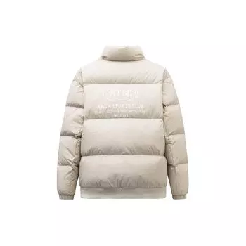 Anta Life Series Letter Print High Neck Свободная короткая водонепроницаемая куртка Snow Shell для мужчин, куртка цвета необработанного дерева 152348911-1 S