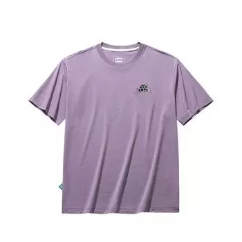 Anta Life Series Letter Print Round Neck Moisture Wicking Simple Versatile Casual Loose Short Sleeve T-Shirt Men Tops Silk-Gray-Purple 172538104-6 XL