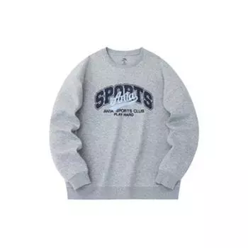 Anta Life Series Letter Round Neck Pullover Loose Sweatshirt Unisex Sweatshirt Gray Flower-Gray 152338701-3 XXXL