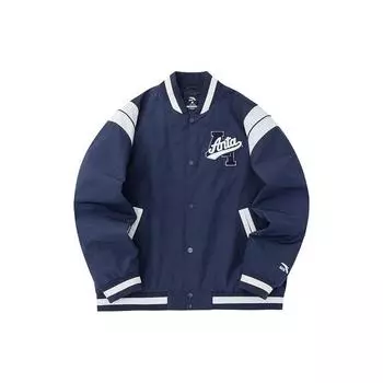 Anta Life Series Letter Single Button Color Block Baseball Jacket Unisex Jackets Dark-Navy 152338602-1 S