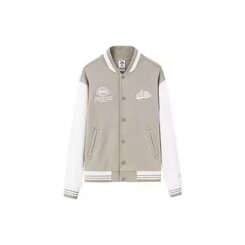 Anta Life Series Letter Splicing однобортная утолщенная флисовая бейсбольная куртка с длинным рукавом мужские куртки Glacier-Gray 152348726-2 L
