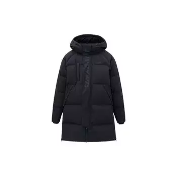 Anta Life Series однотонная куртка средней длины на молнии с капюшоном, водонепроницаемая теплая, мужская верхняя одежда, черный цвет 952248906-3 XXXL