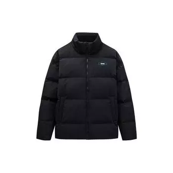 Anta Life Series однотонная куртка-стойка с застежкой-молнией, короткая, снегоходная куртка-пуховик унисекс, базовая куртка-черный 952348906-4 3XL