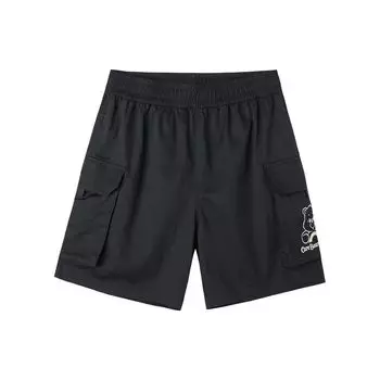 Anta Life Series однотонные шорты прямого покроя с эластичной талией и принтом мультяшного медведя женские шорты черного цвета 162228518-1 M