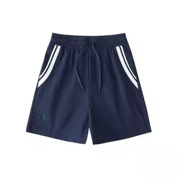 Anta Life Series Olympic Culture Color Block Mid Waist Drawstring Loose Fit Five Point Casual Shorts Women shorts Midnight-Black 162428320-2 M