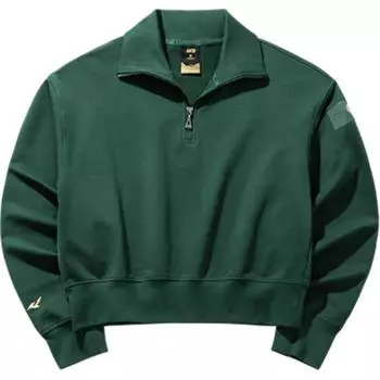 Anta Life Series Olympic Culture Series Polo Collar Short Casual Long Sleeve Hoody Women sweatshirt Laurel-Green 162438717-2 S