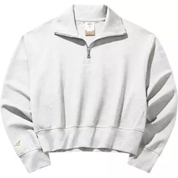 Anta Life Series Olympic Culture Series Polo Collar Short Casual Long Sleeve Hoody Hoody Women sweatshirt Gray Gray-Floral 162438717-1 S