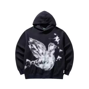 Anta Life Series Peace Dove Iconic Cartoon Anime Hooded Comfortable Breathable Casual Sweatshirt Men sweatshirt Basic-Black 152438721R-2 S