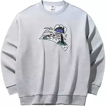 Anta Life Series Printed Round Neck Pullover Дышащая толстовка с длинным рукавом Унисекс толстовка Серый Цветок-Серый 972441706-1 XL