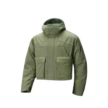 Anta Life Series Пуховик с капюшоном однотонный свободного кроя на молнии Унисекс Верхняя одежда Лесной зеленый 172511904-1 M