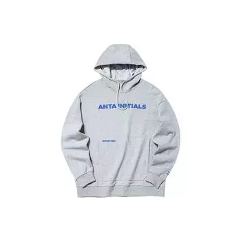 Anta Life Series с буквенным принтом и карманом кенгуру, толстовка с капюшоном и длинными рукавами, мужские топы, серый 952148720-1