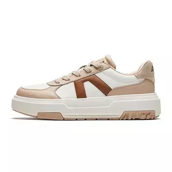Anta Life Series Simple Comfortable Non-Slip Wear-Resistant Shock Absorbing Low-Top Sneakers Women Sneakers White Brown 122448023-5 36.5