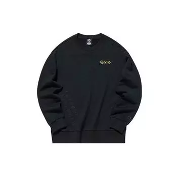 Anta Life Series Свободный повседневный свитшот с круглым вырезом и длинными рукавами с вышивкой, топы унисекс, черный 952138745-1