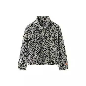 Anta Life Series Tiger Spirit Куртка с воротником-стойкой и принтом зебры Женская куртка черная 162218712-1 XL