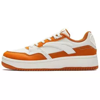 Anta Lifestyle Series Fabric Synthetic Leather Fashion Versatile Non-Slip Shock Absorbing Low-Top Skate Shoes Women sneaker White Orange 122438063S-1 36