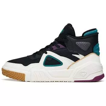 Anta Lifestyle Series Flame Casual Slip Resistant Durable High Top Skate Shoes Men skate shoes Black White Green 112148088-3 40