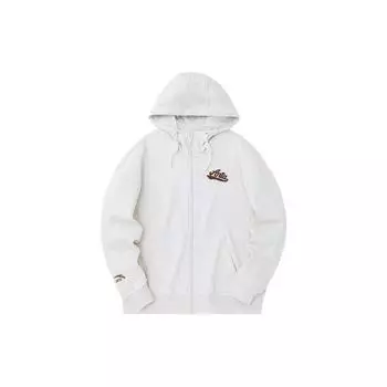 Anta Lifestyle Series Frisbee Alliance Letter Logo Printed Hooded Knit Jacket Women jackets Stone-White 162338723-1 2XL