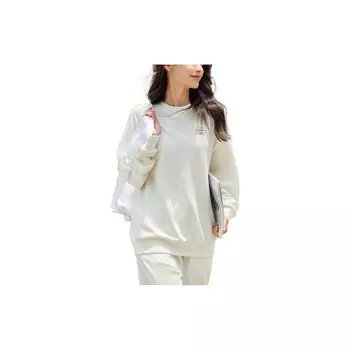 Anta Lifestyle Series FW22 Back Letter Graffiti Print Свободный свитер с круглым вырезом и длинными рукавами Женская толстовка Белая 162238714-1 L