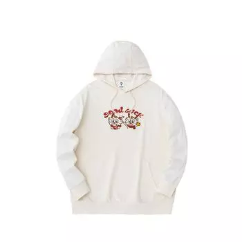 Anta Lifestyle Series Good Things Happen Cartoon Dragon Embroidered Loose Hoodie Women Hoodies White 962418702-1 M