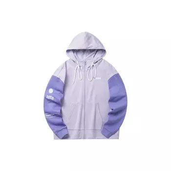 Anta Lifestyle Series Letter Color Block куртка с капюшоном и молнией свободная с длинным рукавом женские куртки фиолетовые 162218705-1 XL