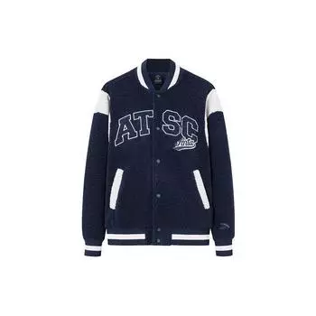 Anta Lifestyle Series Letter Color Block однобортная толстая бейсбольная куртка с длинным рукавом унисекс куртки темно-синего цвета 152348710-2 L