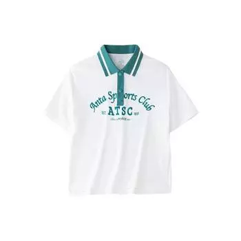Anta Lifestyle Series Letter Color Block свитер универсальный свободный короткий рукав рубашка поло женские рубашки поло Белоснежный 162428105-1 XS