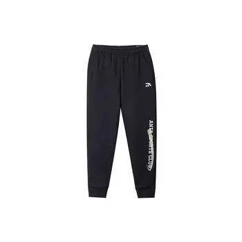 Anta Lifestyle Series Letter Embroidery Fleece Warm Cuffed Knitted Sports Pants Men bottoms Basic-Black 152348302-3 M