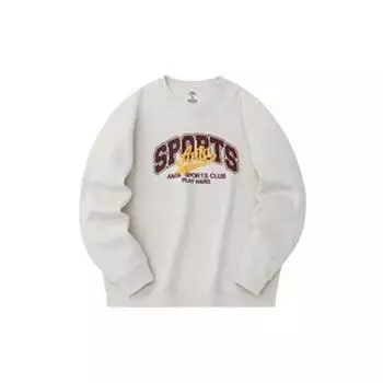 Anta Lifestyle Series Letter Круглый вырез свитера Свободный свитшот унисекс свитшот Stone-White 152338701-1 XXL