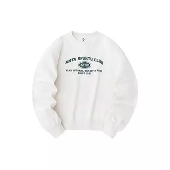Anta Lifestyle Series Letter Круглый вырез свитера Свободный флисовый свитшот Женская толстовка Stone-White 162348706-1 L