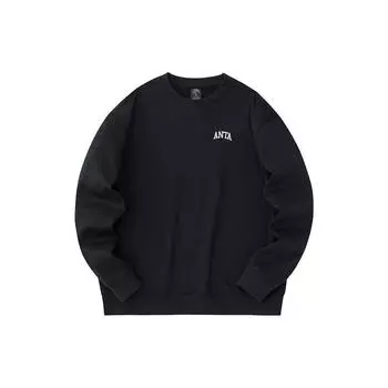 Anta Lifestyle Series Letter Круглый вырез свитера Свободный длинный рукав Толстовка Мужская толстовка Базовый-черный 952348715-3 M