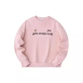 Anta Lifestyle Series Letter Круглый вырез свитера Универсальный Повседневный Свободный свитер Женский свитшот Mica-Pink 162418715-2 L