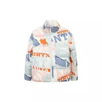 Anta Lifestyle Series Letter Logo All Over Print Спортивная теплая куртка-пуховик с воротником-стойкой Женская верхняя одежда розового цвета 162148909-1 S