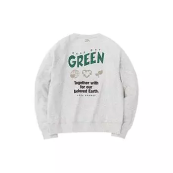 Anta Lifestyle Series Letter Logo Print Round Neck Pullover Long Sleeve Sweatshirt Women sweatshirt Gray Flower-Gray 962238767-2 L