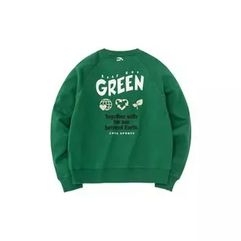Anta Lifestyle Series Letter Logo Print Round Neck Pullover Long Sleeve Hoody Women sweatshirt Green 962238767-1 L