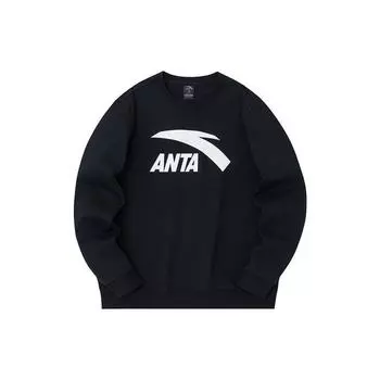 Anta Lifestyle Series Letter Logo Printed Casual Pullover Long Sleeve Hoody Unisex Hoody Black 972338723-4 L