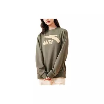 Anta Lifestyle Series Letter Logo Printed Casual Pullover Hoody Unisex Hoody Grape-Green 972338723-5 L