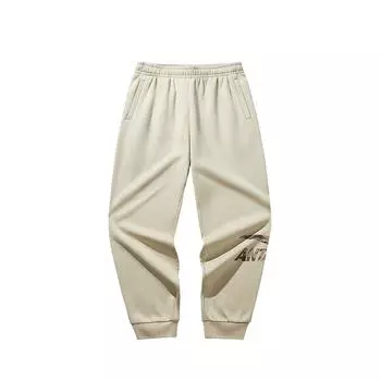 Anta Спортивные брюки Lifestyle Series Letter, свободные, средней талии, с манжетами, трикотажные, мужские, светло-дымчато-серые 952448307-3 S