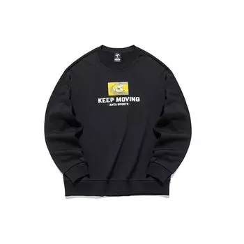 Anta Lifestyle Series Letter Print Pullover Round Neck Sweatshirt Unisex sweatshirt Black 952138732-2 L