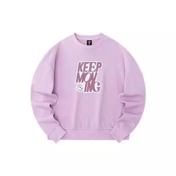 Anta Lifestyle Series Letter Print Pullover Round Neck Long Sleeve Hoody Women sweatshirt Purple 162238709-3 L