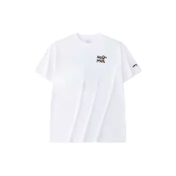 Anta Футболка с коротким рукавом и круглым вырезом Lifestyle Series Letter Print, мужские топы, цвет «Белый как снег» 152428111-1 2XL