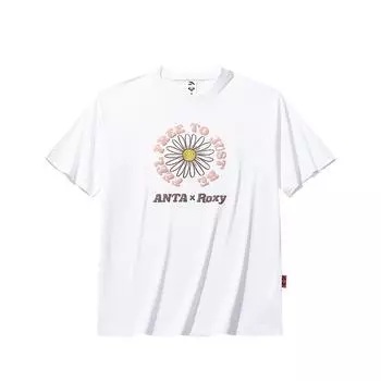 Anta Lifestyle Series Letter Round Neck Breathable Versatile Casual Short Sleeve T-Shirt Women T-Shirts Snow-White 162528108-1 XS