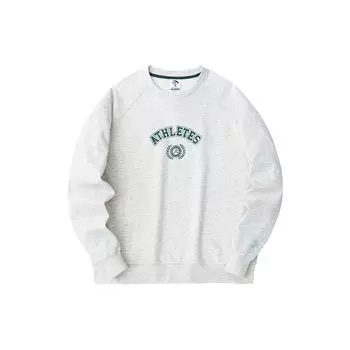 Anta Lifestyle Series Letter Round Neck Pullover Loose Hoody Hoody Men sweatshirt Gray Heather-Gray 952418709-3 3XL