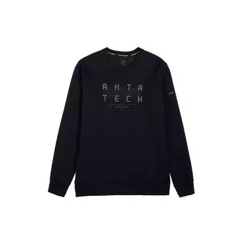 Anta Lifestyle Series Letter Round Neck Pullover Sweatshirt Men Sweatshirt Basic-Black 152337713-5 M